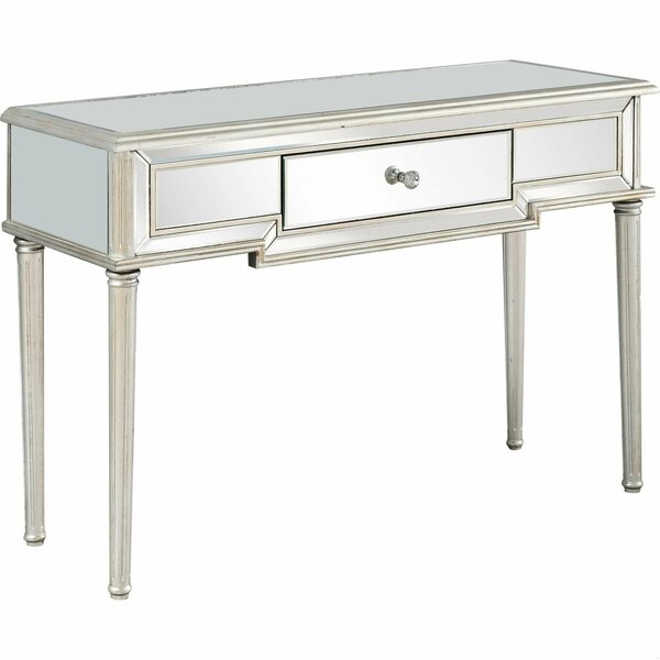 Homeroots 33.2 x 48 x 17.2 in. Silver Leaf Antiqued Console Table 396822